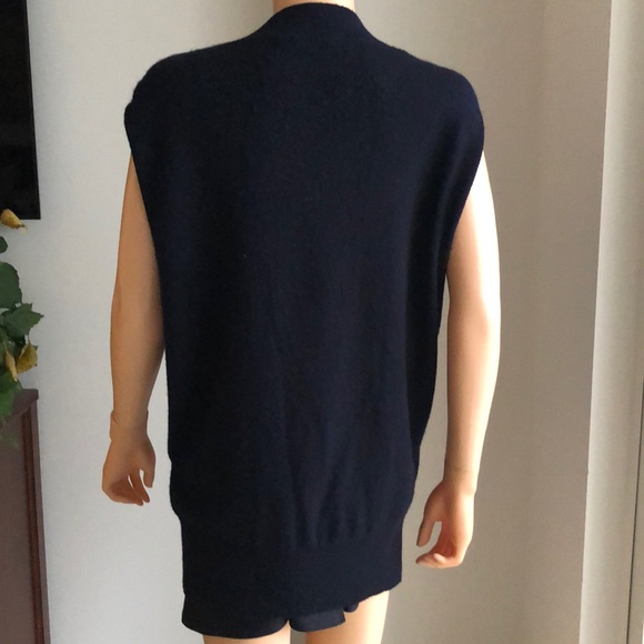 VINCE NAVY CASHMERE VEST WITH DROP SHOULDER - Picture 3 of 7